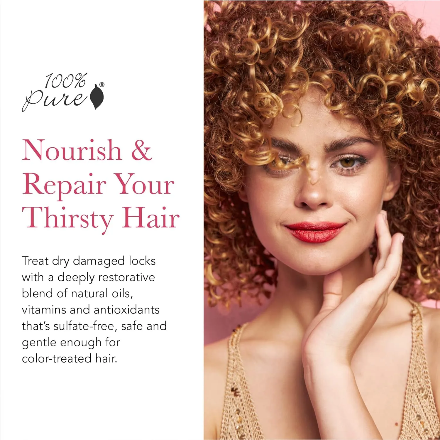 100% PURE Glossy Locks Repair Conditioner Cream Moisture Restore & Nourishing Deep Conditioning Treatment for Dry Damaged Hair Super Nutrient Hydration Boost for Women & Men - 16 Fl Oz