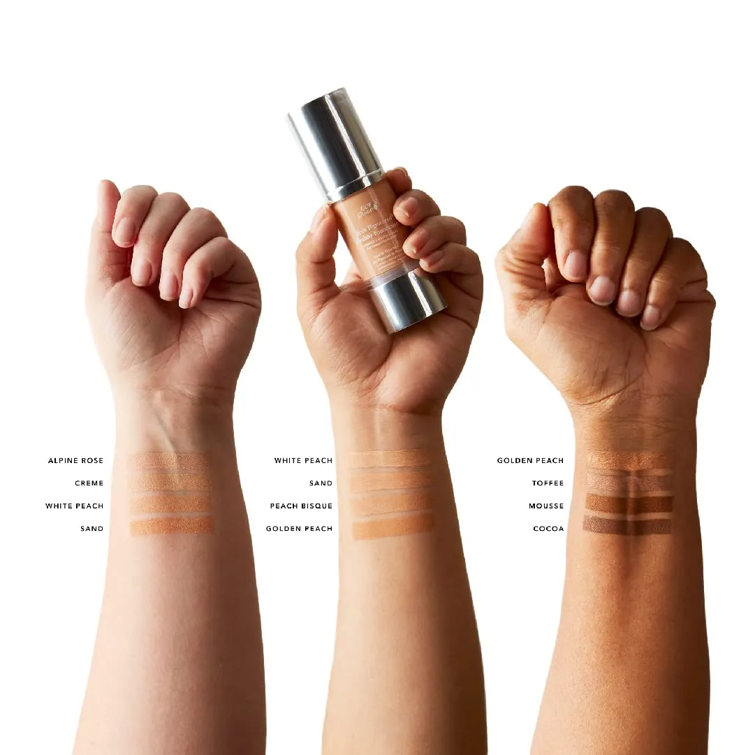 100% PURE Healthy Foundation Full Face Coverage Makeup, Liquid Matte Finish with Anti-Aging Benefits - Vegan Gorgeous Fruit Pigmented White Peach Color (Light with Warm Undertone) - 1 Fl Oz