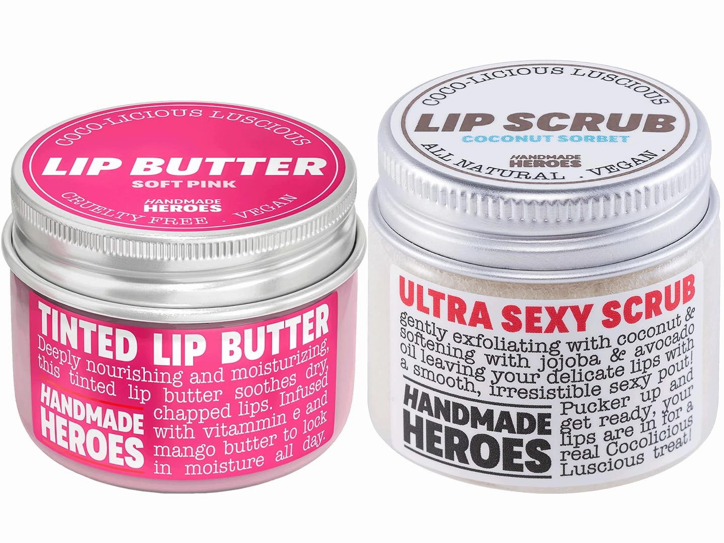 100% Natural Tinted Lip Butter Mask and Scrub Bundle - Clean Beauty Intensive Balm and Therapy for Sleeping