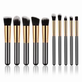 10-Piece Premium Makeup Brush Set Black Gold