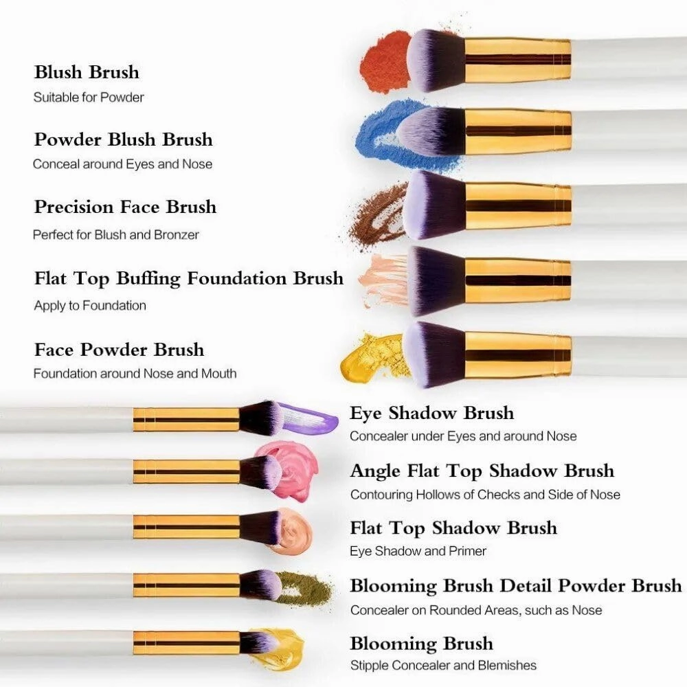 10-Piece Premium Makeup Brush Set Black Gold