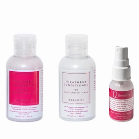 12 Benefits Hair Care Travel Set – Hydrating Sulfate-Free Shampoo, Conditioner & Leave-In Hair Treatment Spray – Repairs, Smooths, Strengthens, Frizz Control for Dry, Damaged, Color-Treated Hair