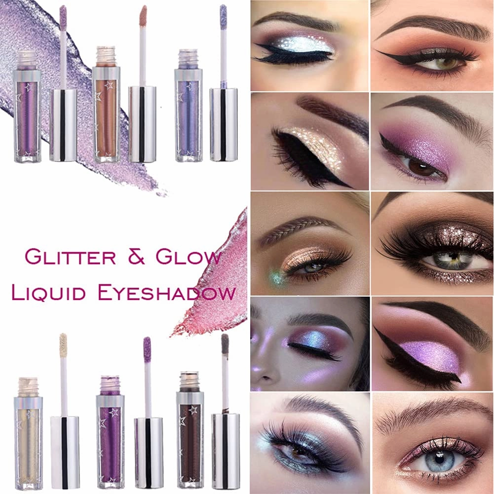12 Color Sparkling Eyeshadow -Diamonds Phantom Color Water-based Eyeshadow Lasting Waterproof Sparkling Glitter Liquid EyeShadow Metallic Pigment (12 color set)