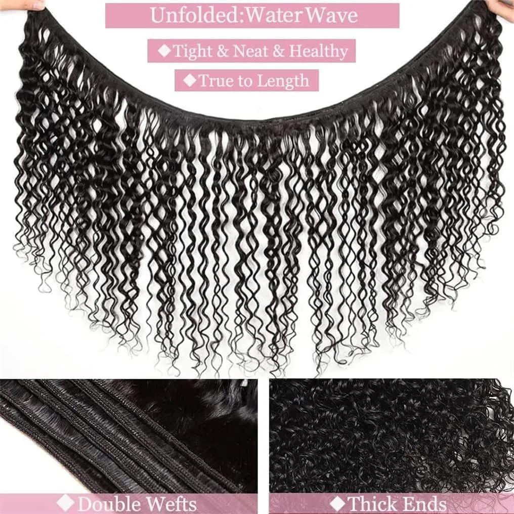 12A Water Wave Human Hair Bundle 22 Inch 1 Single Curly Bundle Human Hair 100% Unprocessed Virgin Weave Bundles Natural Black 100g