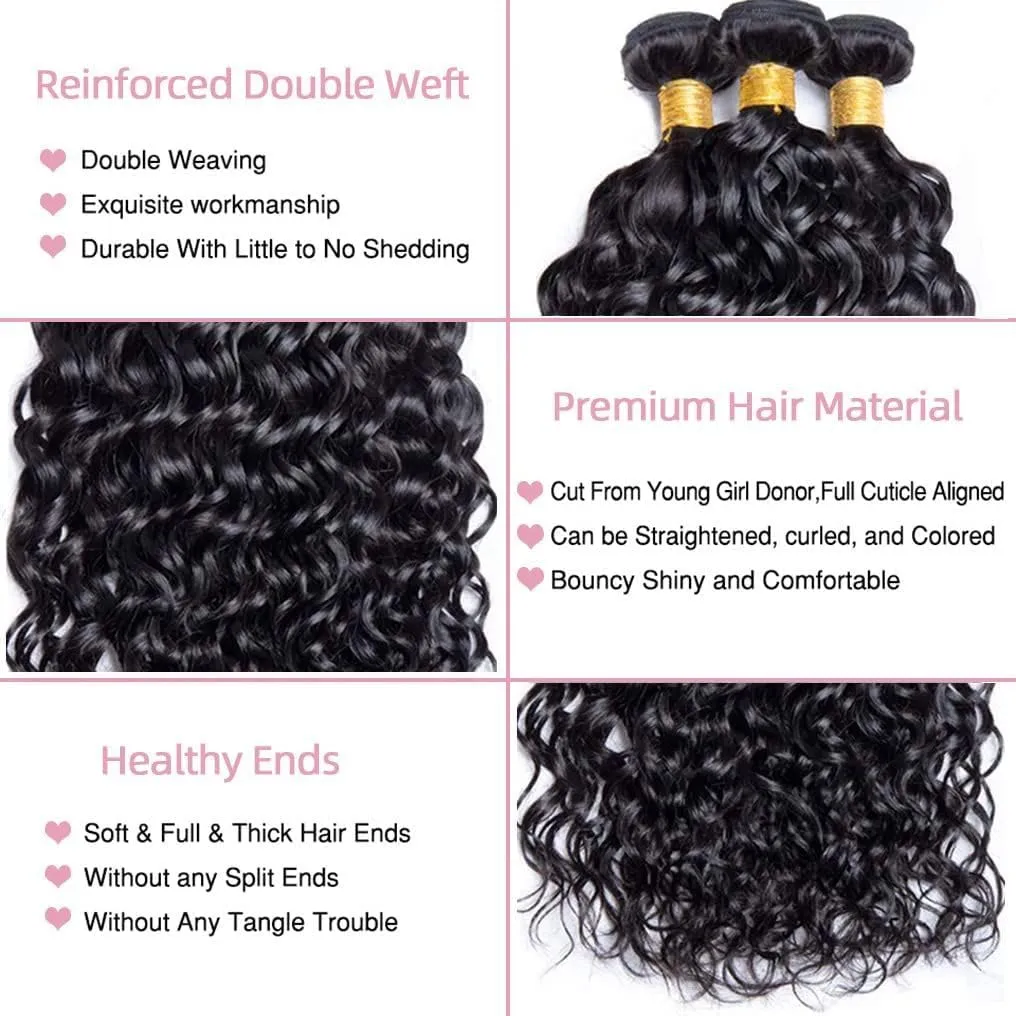 12A Water Wave Human Hair Bundle 22 Inch 1 Single Curly Bundle Human Hair 100% Unprocessed Virgin Weave Bundles Natural Black 100g