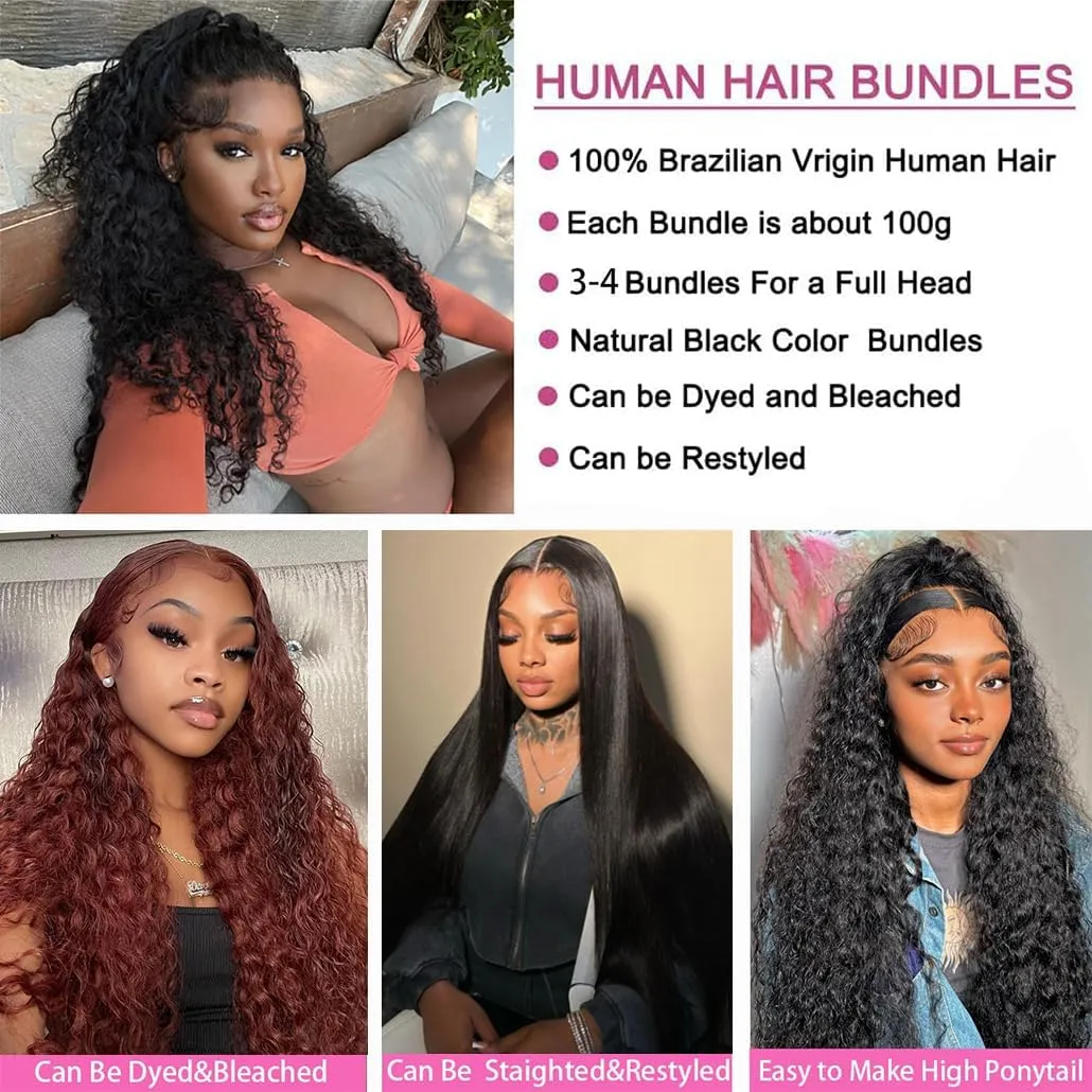 12A Water Wave Human Hair Bundle 22 Inch 1 Single Curly Bundle Human Hair 100% Unprocessed Virgin Weave Bundles Natural Black 100g
