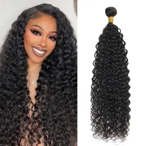 12A Water Wave Human Hair Bundle 22 Inch 1 Single Curly Bundle Human Hair 100% Unprocessed Virgin Weave Bundles Natural Black 100g