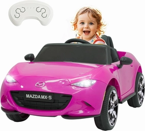 12V Mazda MX-5 Kids Electric Car-Kids Car to Drive with Parent Remote Control, Shock Absorption & Swing Mode,Licensed Ride-On Toy for Ages 3-8 (Pink)