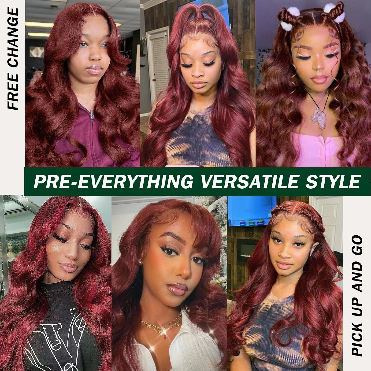 13x4 HD Lace Frontal Wig for Black Women BUG Long Body Wavy Lace Front Wigs With Baby Hair Red Body Wavy Lace Front Wigs Synthetic Pre Plucked Wigs Hair Lace Front Wigs (B-Burgundy, 30Inch)