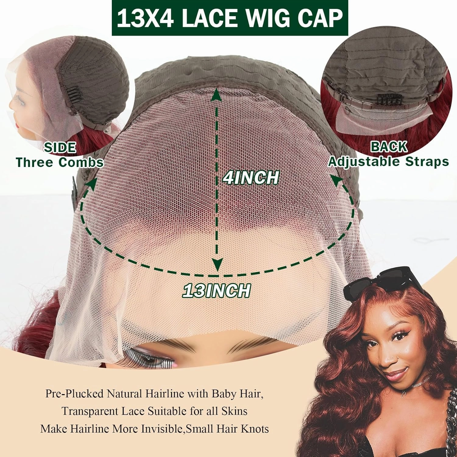 13x4 HD Lace Frontal Wig for Black Women BUG Long Body Wavy Lace Front Wigs With Baby Hair Red Body Wavy Lace Front Wigs Synthetic Pre Plucked Wigs Hair Lace Front Wigs (B-Burgundy, 30Inch)
