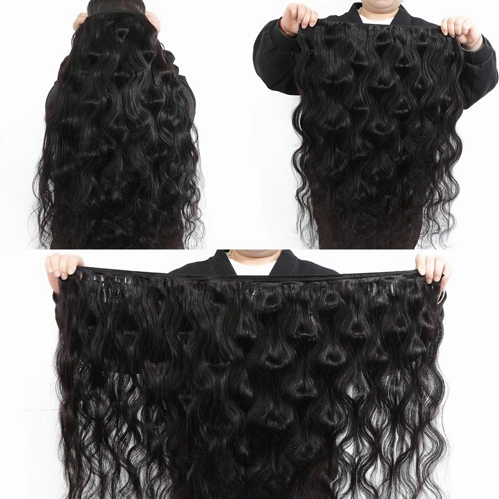 15A Raw Human Hair Bundles Body Wave Human Hair,Triple Lifespan Indian Virgin Hair,No Tangle Shedding,Multiple Washes Keep Texture Silky Soft (3 Bundles Natural Color, 16 16 16 Inch)
