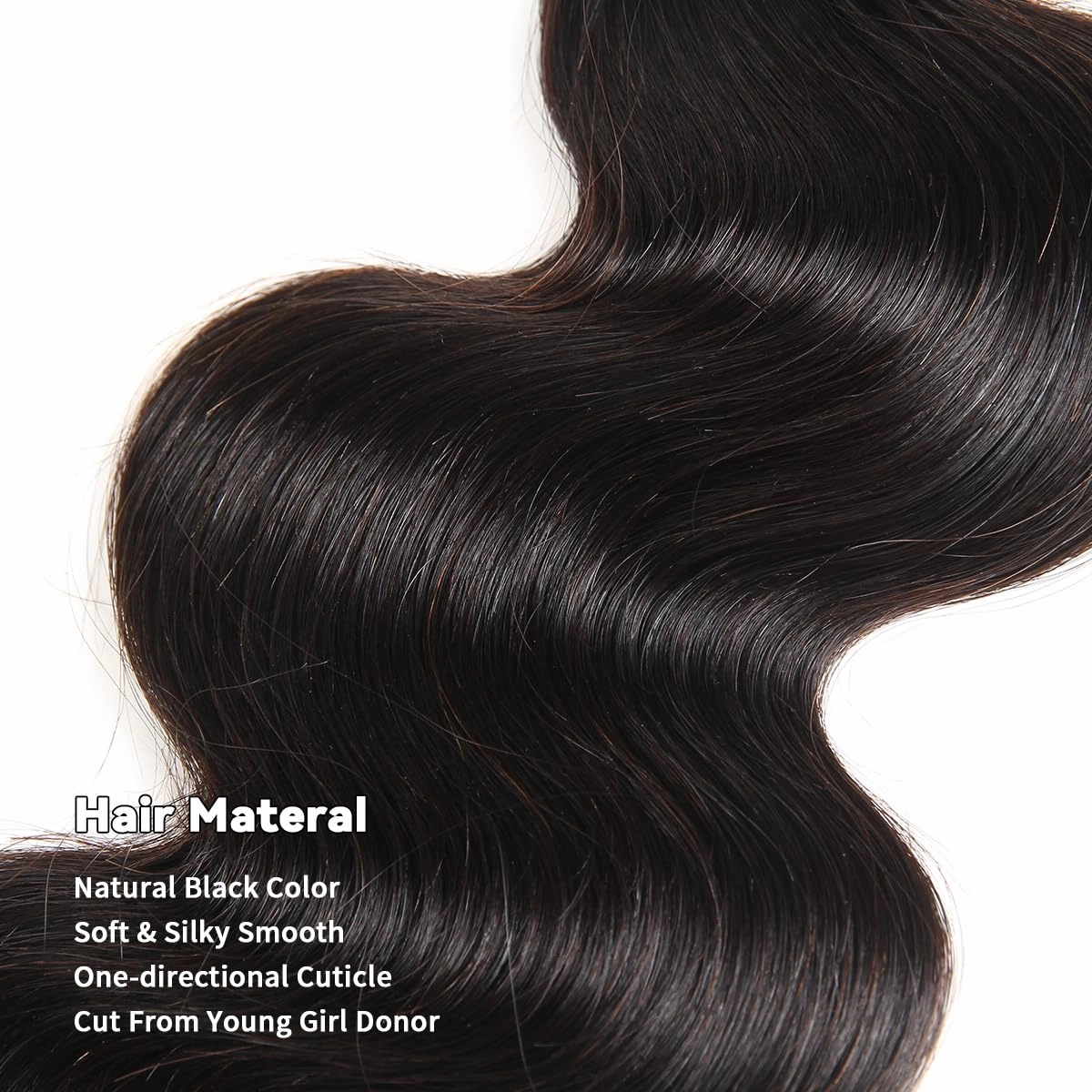 15A Raw Human Hair Bundles Body Wave Human Hair,Triple Lifespan Indian Virgin Hair,No Tangle Shedding,Multiple Washes Keep Texture Silky Soft (3 Bundles Natural Color, 16 16 16 Inch)