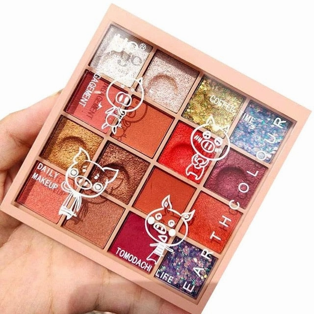 16 Colors New Cute Glitter Eyeshadow Pallete Shimmer Waterproof Diamond Shadows Palette Eye Make Up Eye Shadow