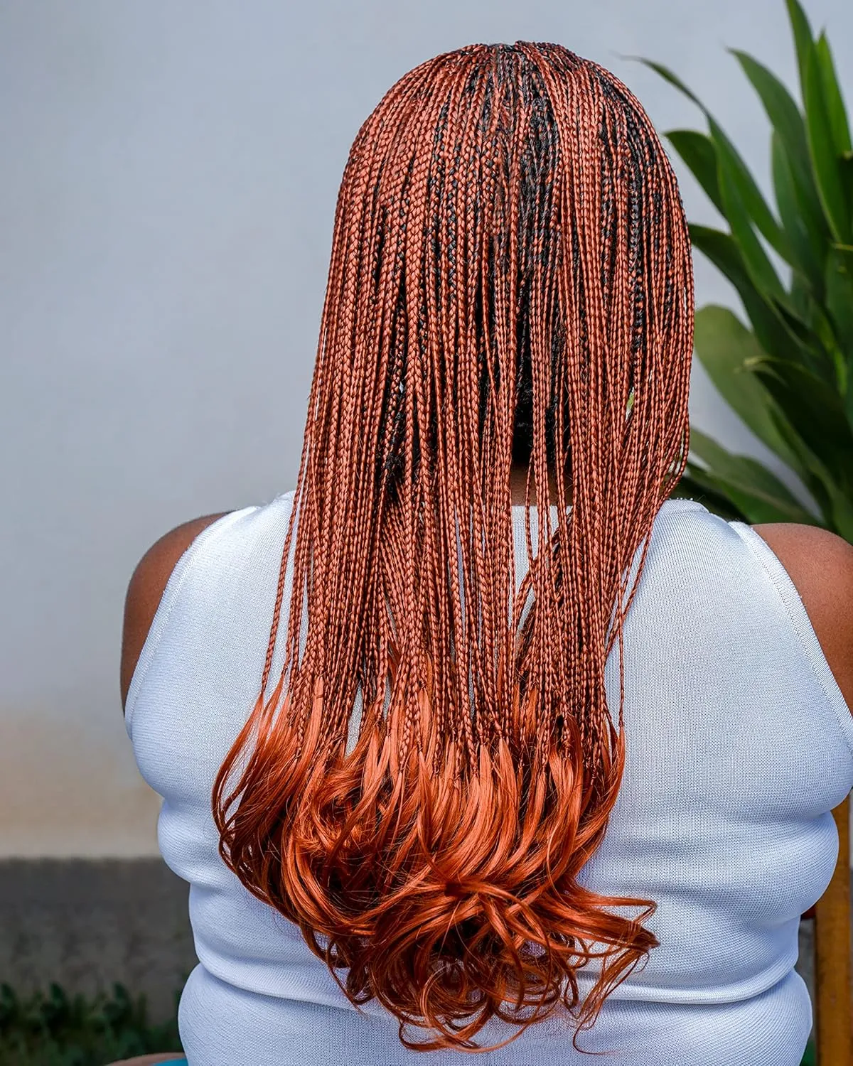18" Full 360 HD Transparent Lace Front Knotless Braided French Curl Wig with Baby Hair and curly tips - Synthetic hand-made box braids wig for black women