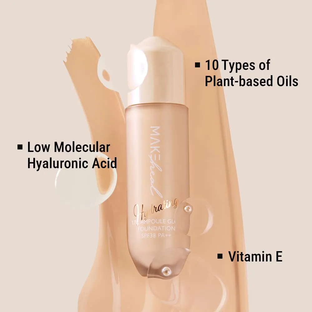 1.P.L AMPOULE GLOW FOUNDATION dewy glowy finish, liquid foundation with wand, all day coverage, blendable, 28g 0.99 fl Oz [23-N REV LIGHT]