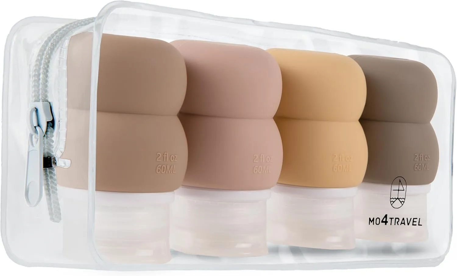 2-in-1 Containers, TSA-Approved Leak Proof Silicone Travel Bottles,2oz Liquid Squeezable Refillable Portable, BPA Free, Travel Size Bottles for Toiletries Shampoo Conditioner Lotion Supplements