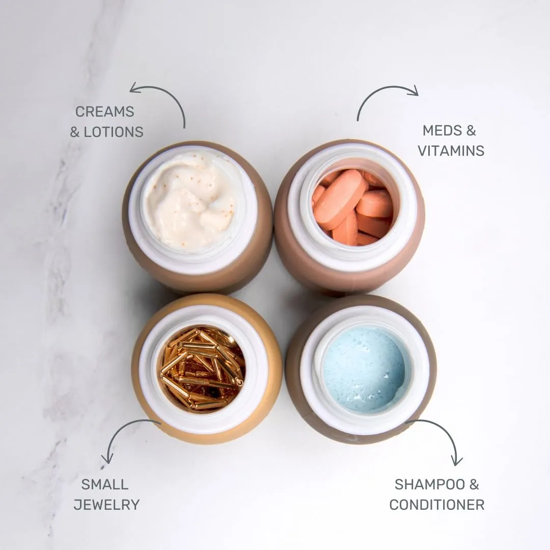 2-in-1 Containers, TSA-Approved Leak Proof Silicone Travel Bottles,2oz Liquid Squeezable Refillable Portable, BPA Free, Travel Size Bottles for Toiletries Shampoo Conditioner Lotion Supplements