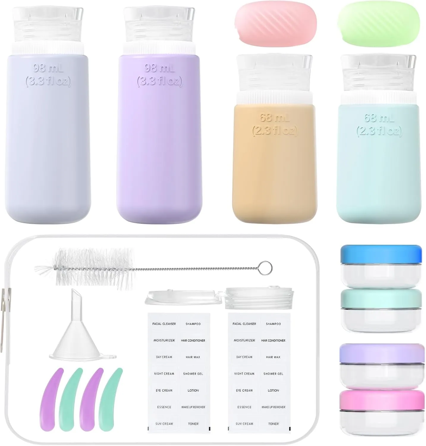 20 Pack Travel Bottles Set Ultrasonic Craft - TSA Approve Silicone Travel Size Containers for Toiletries Vacation Essentials & Accessories for Shampoo Conditioner Lotion