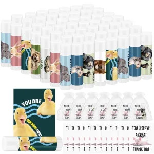 20 Sets Employee Appreciation Gifts Bulk for Coworkers Thank You Staff Gift Inspirational Animal Pun Lip Balm Note Cards Organza Bag for Office Pocket Favor Party Team Volunteer Nurse Friend
