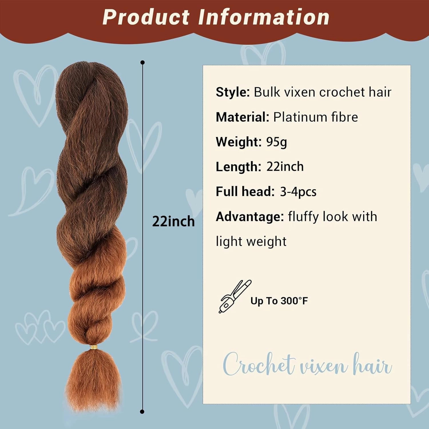 22 Inch Kinky Straight Vixen Crochet Hair Bundles – Natural Black Yaki Premium Synthetic Fibers for Black Women Hair Extension (3, T30-22inch)