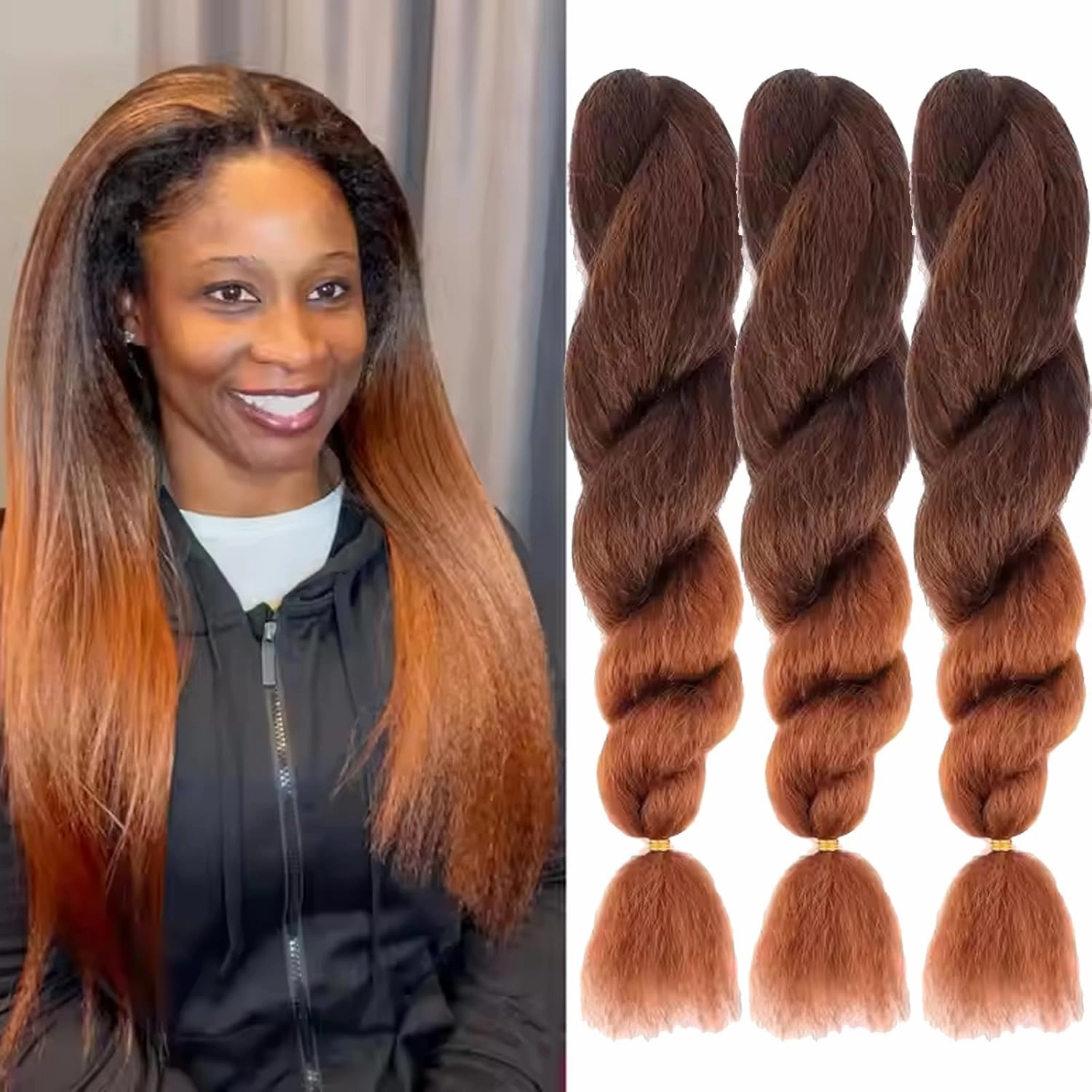 22 Inch Kinky Straight Vixen Crochet Hair Bundles – Natural Black Yaki Premium Synthetic Fibers for Black Women Hair Extension (3, T30-22inch)
