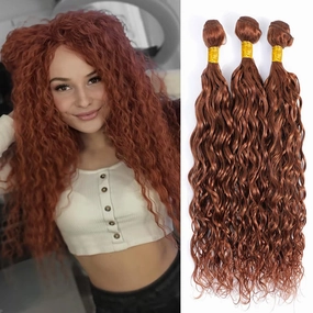 24 26 28 Inch Light Brown Bundles Human Hair Color 30 Brown Water Wave Human Hair Bundles Double Weft Brazilian Virgin Remy Hair Extensions For Black Women