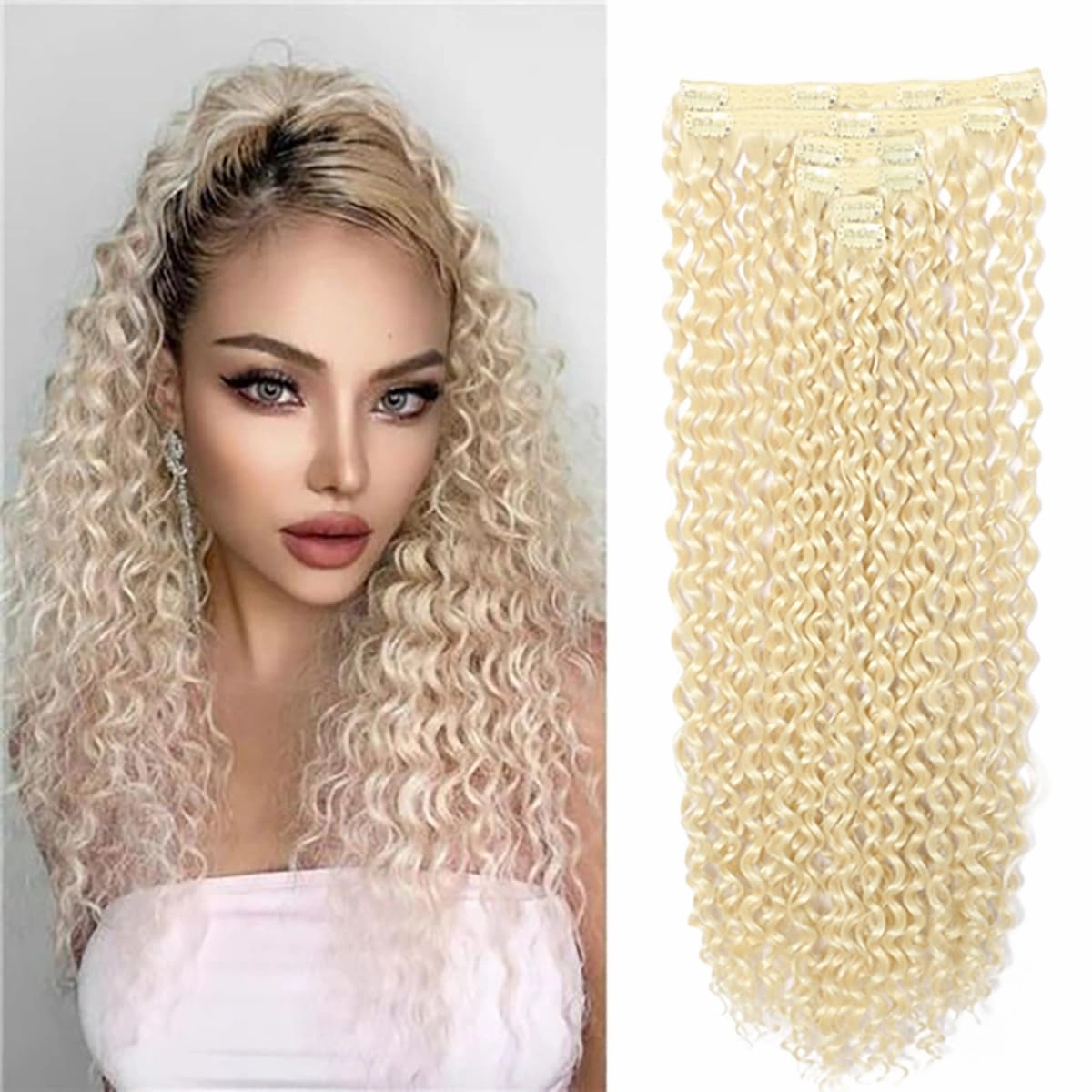 26 Inches Clip in Hair Extensions Synthetic hair Clip in 174G 6Pcs/Lot Japanese Heat Resistant Fiber Hairpieces for Women (613#, ANJO 26 inch)