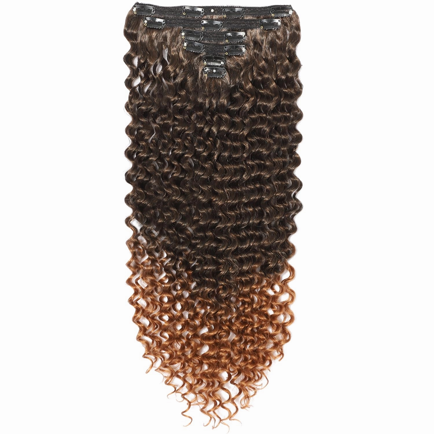 26 Inches Deep Wave Clip In Hair Extensions Full Head 6 Separate Pieces Heat Resistance Black Synthetic Deep Curly Clip in Hair Pieces 174g (MT1B/30#, DEEP 26 inch)