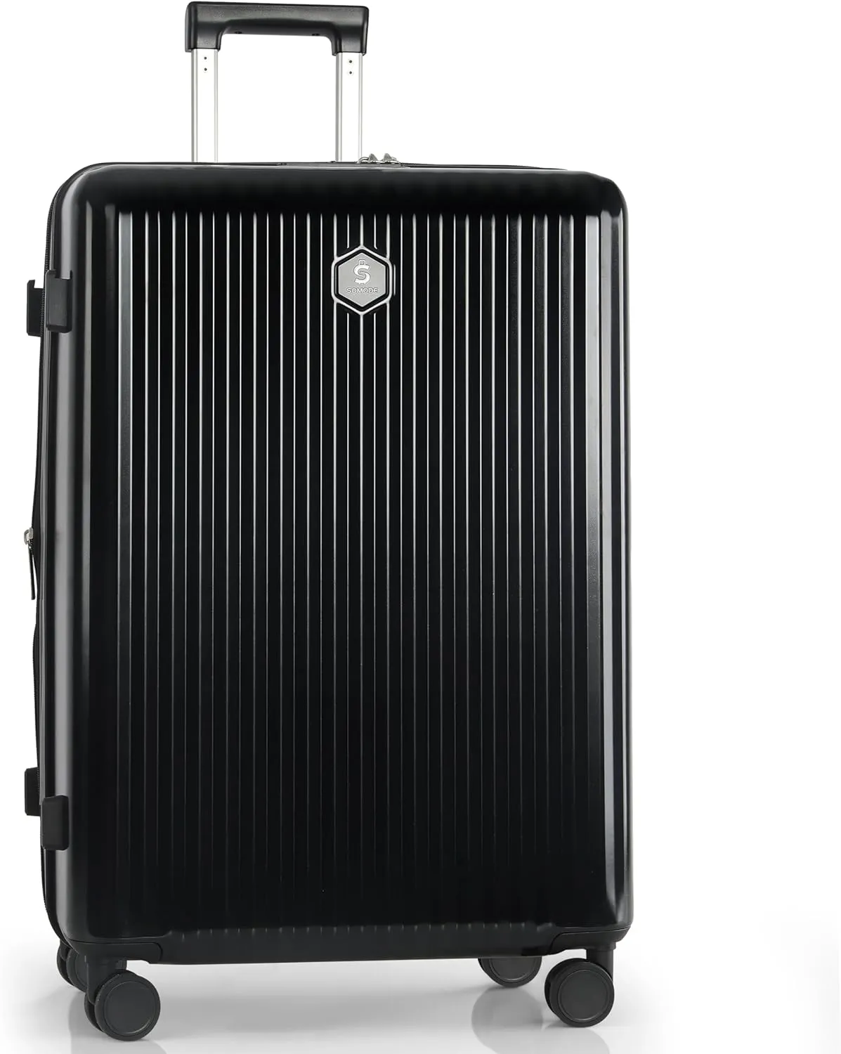 28 "Large Capacity Carry-on luggage, Expandable Suitcase, 100% PC Material, 0° Cold-Resistance (Black-28inch)