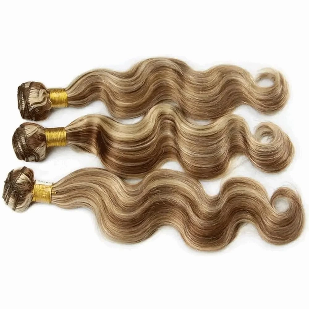 28 30 32 Inch P4613 Bundles Highlight Body Wave Human Hair Bundle Two Tone Color 4 Brown Mixed With Blonde Bundles Ombre Brown Body Wave Bundle For Black Women