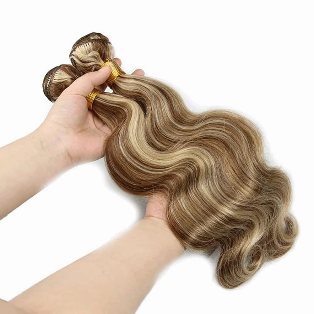 28 30 32 Inch P4613 Bundles Highlight Body Wave Human Hair Bundle Two Tone Color 4 Brown Mixed With Blonde Bundles Ombre Brown Body Wave Bundle For Black Women