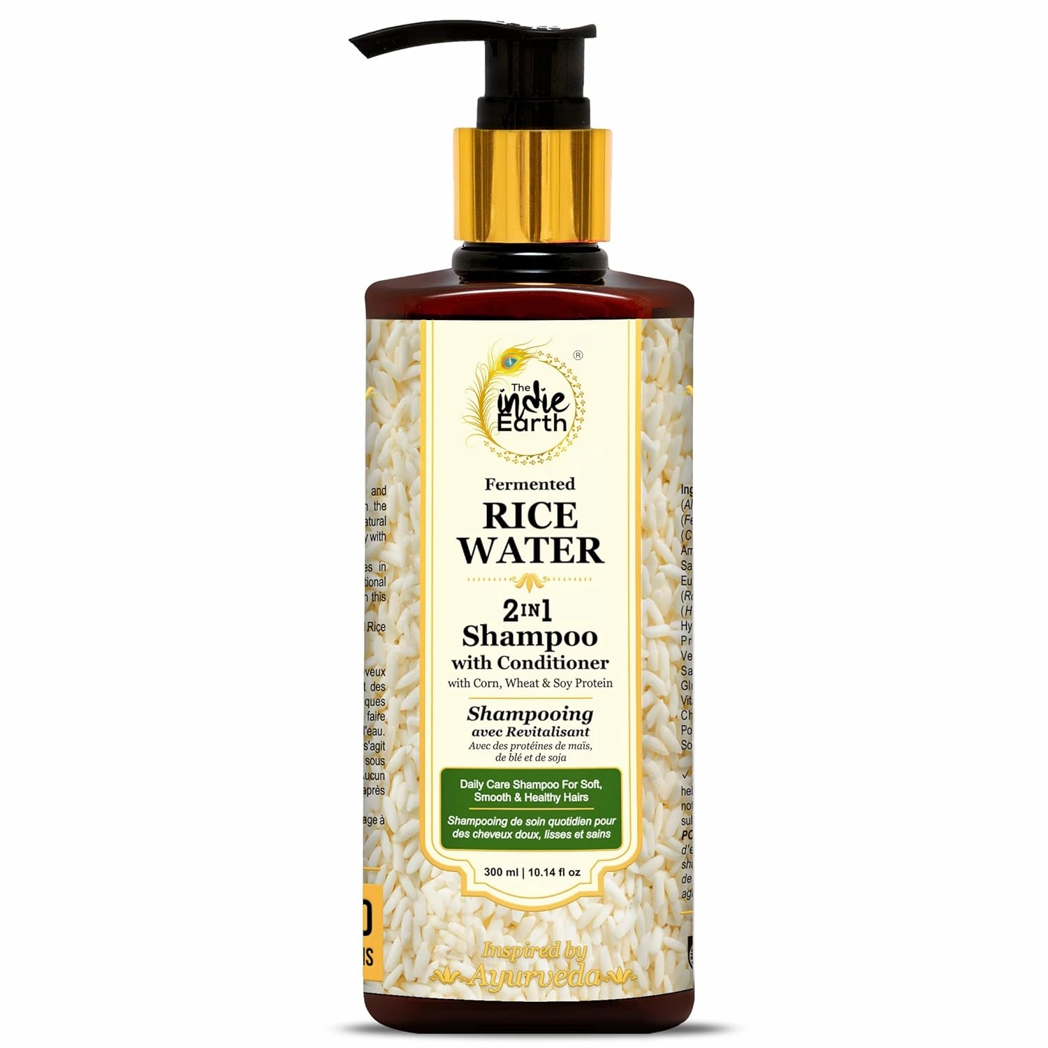 2-IN-1 Fermented Rice Water Shampoo with Conditioner with Corn, Wheat and Soy Protein – NO ADDITIONAL CONDITIONER REQUIRED For Soft, Smooth & Healthy Hairs 300ml
