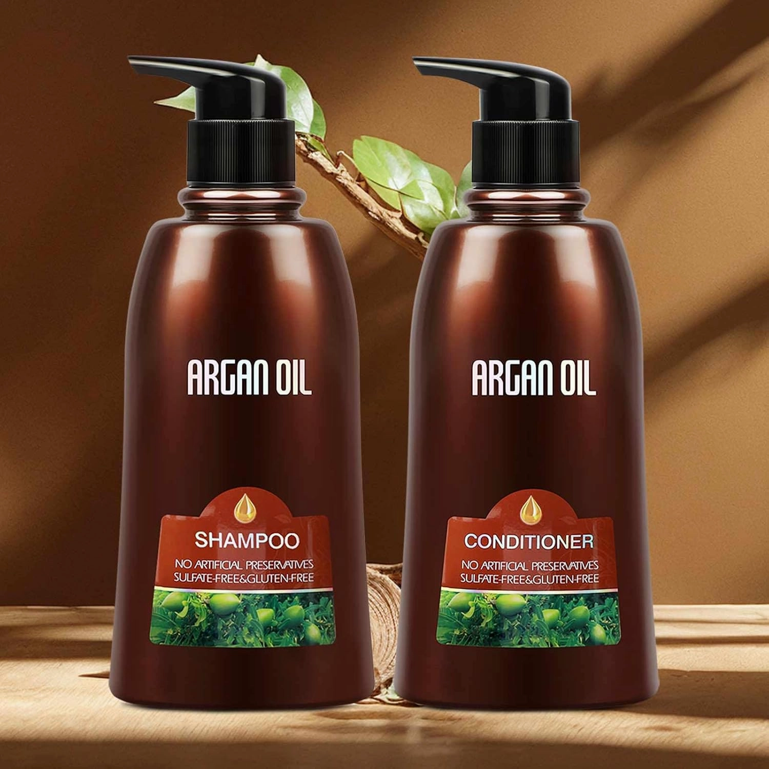 2 Pack Natural Organic Sulfate Free Moroccan Argan Oil Shampoo and Conditioner Sets - Color Safe Treatment, UV Protection, Intense Moisturizing Smooth For Dry, Damaged, Frizzy Hair