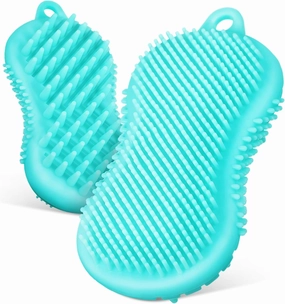2Pcs Silicone Body Exfoliating Brush Ergonomic Shower and Hair Scalp Scrubber for Gentle Cleansing for Men and Women Easy to Store and Use