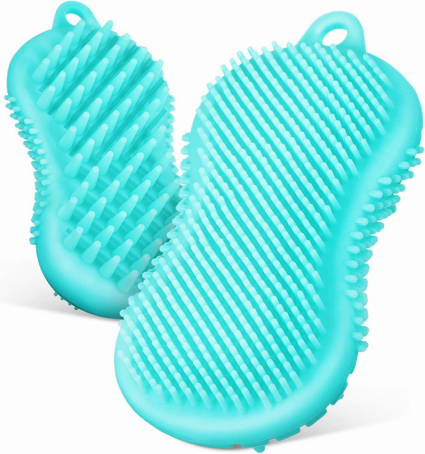 2Pcs Silicone Body Exfoliating Brush Ergonomic Shower and Hair Scalp Scrubber for Gentle Cleansing for Men and Women Easy to Store and Use