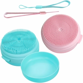 2pcs Silicone Shampoo Brush Body Scrubber Exfoliating Bath Brush for Scalp Face Cleansing Versatile Shower Essential Hanging Rope Protective Cover for Hair Washing Massaging