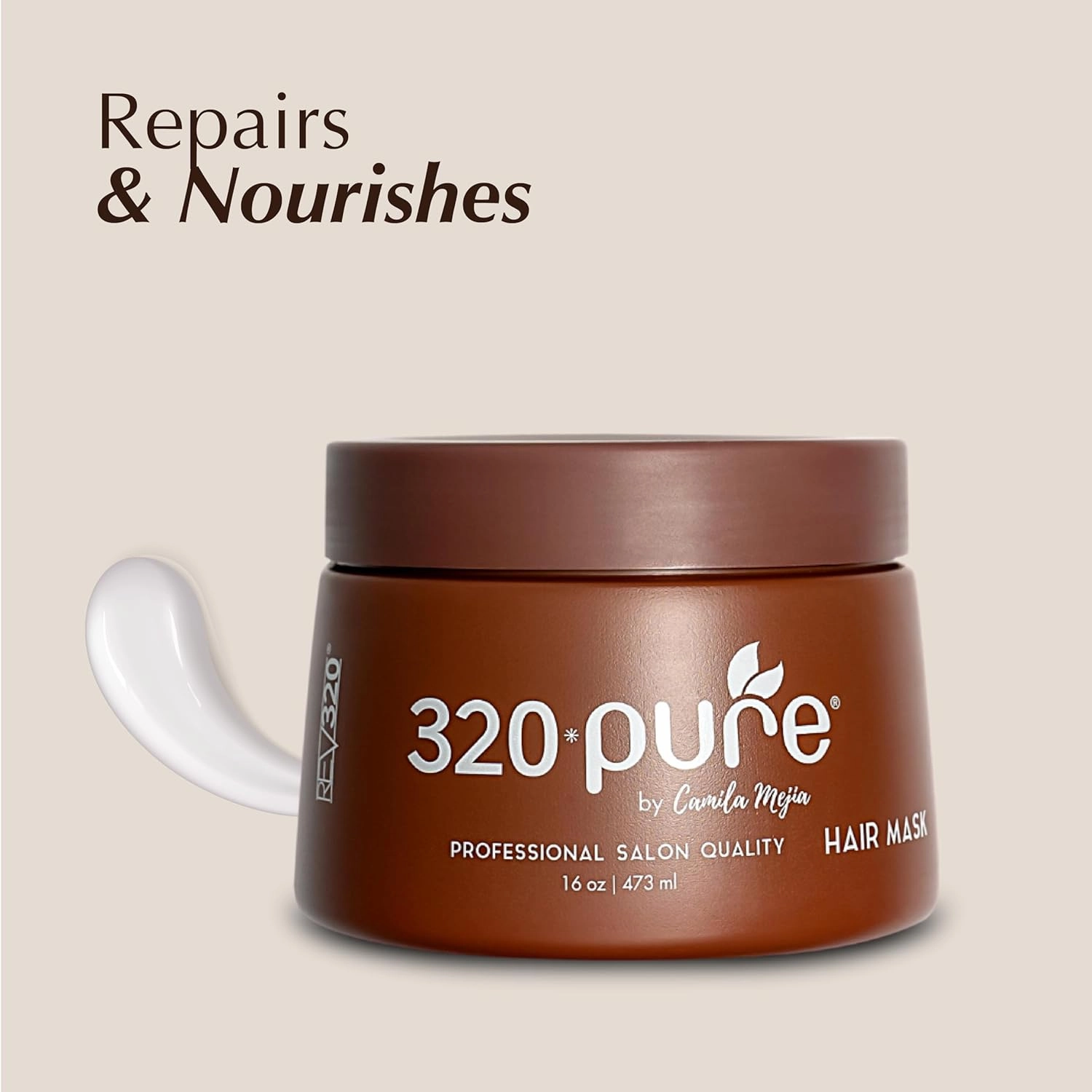 320Pure Hair Mask for Damaged Hair 16oz, Mascarilla para el cabello, Deep Conditioning Mask for Dry, Frizzy, Color-Treated & Curly, Hydrating Treatment for Growth & Repair
