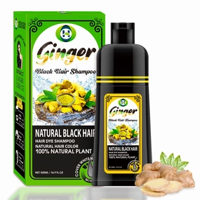 500ML/16.9 Fl OZ - Ginger and Black Herbal Hair Color Shampoo - Covers Gray or Any Base Shade - Fast-Acting Instant Color for Men and Women