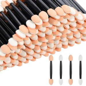500pcs Eyeshadow Applicators Eye Shadow Brush Disposable Eyeshadow Applicator Sponge Tip Chrome Nail Powder Applicator Brushes Make up Applicators Double Sided Sponge Foam for Women Girls Lady Beauty