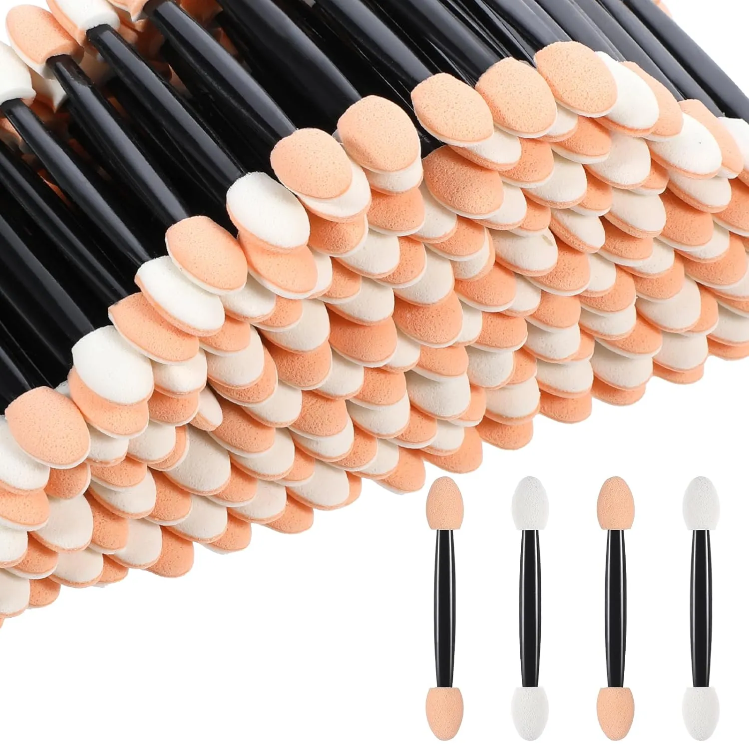 500pcs Eyeshadow Applicators Eye Shadow Brush Disposable Eyeshadow Applicator Sponge Tip Chrome Nail Powder Applicator Brushes Make up Applicators Double Sided Sponge Foam for Women Girls Lady Beauty