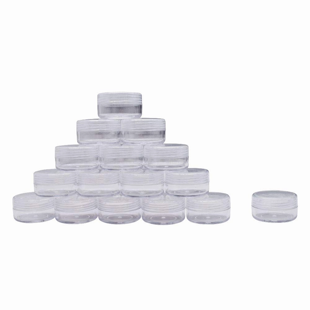 50 Pieces 10 Gram 10ml Empty Plastic Cosmetic Containers Clear Round Sample Pot Jar Screw Cap Lid for Nail Powder Lip Balm Eyeshadow Cream Lotions-BPA Free Travel Makeup Samples Storage