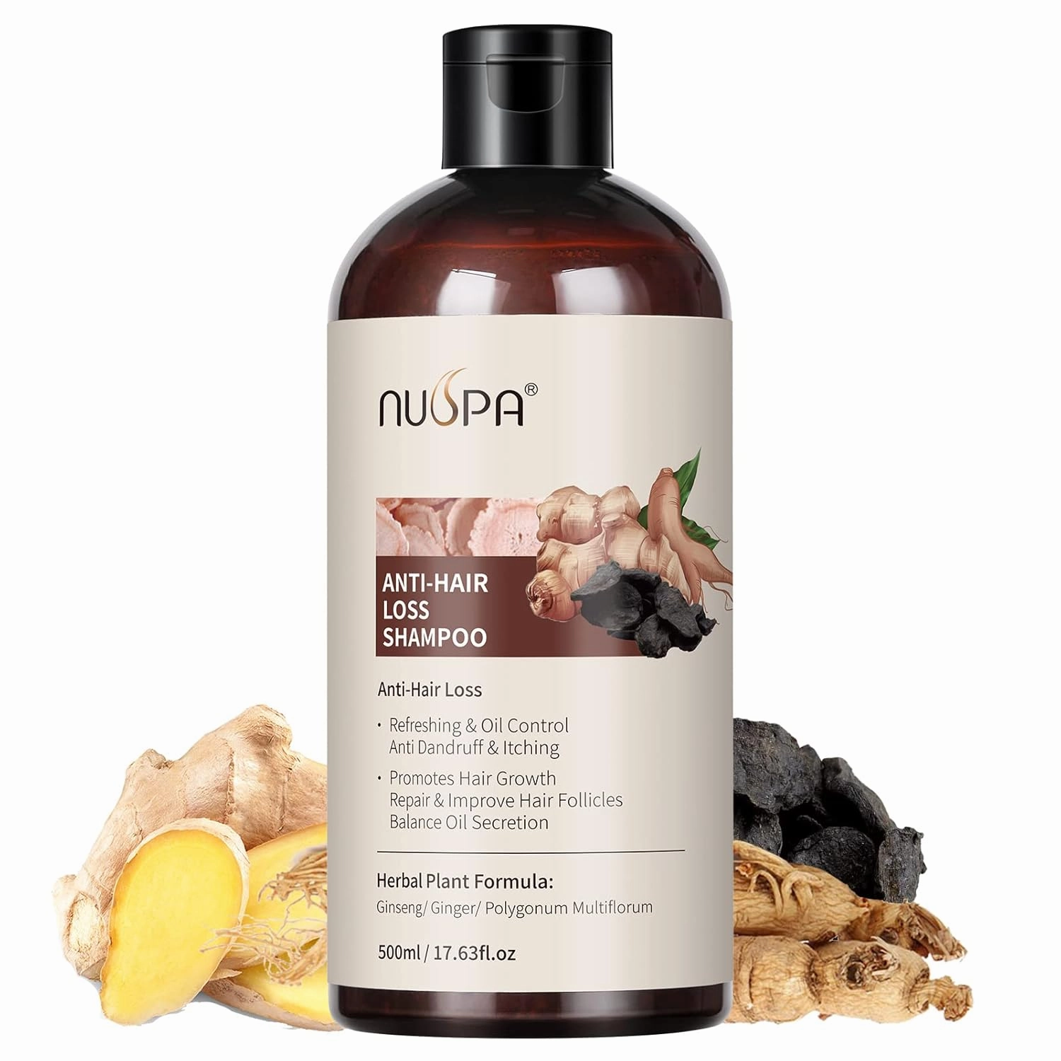 5 in 1 Herbal Anti Hair Thinning Shampoo, 100% Natural Organic Hair Wash Anti Hair Loss Shampoo Infused with Ginger,Ginseng, Polygonum Multiflorum,Regrowth HairCare Treatment For Women Men,Daily Use