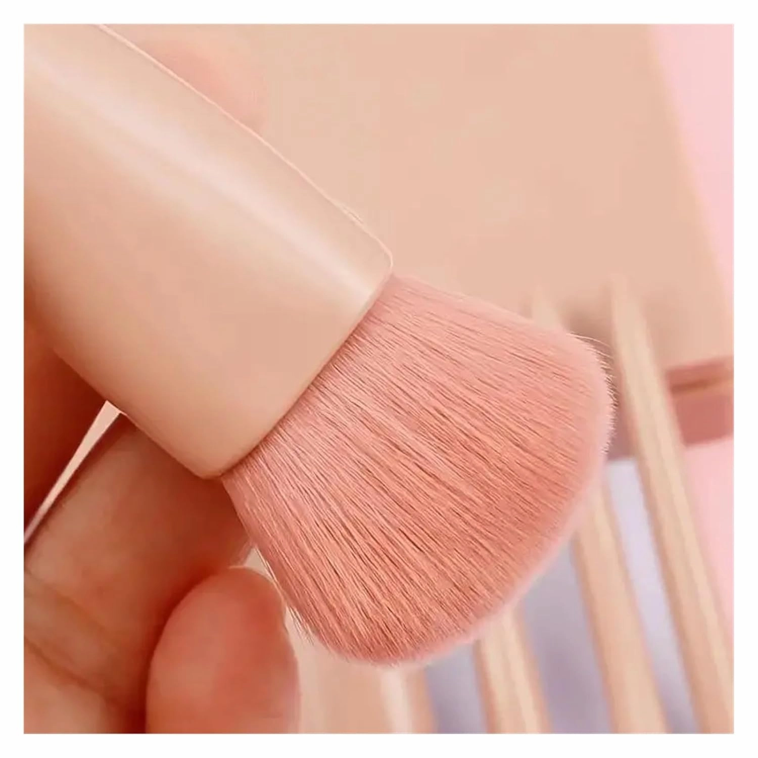 5 In 1 Makeup Brush Set with Mirror Blush Powder Brush Travel Kit Portable Mini Beauty Make Up Tool,5-Piece Portable Makeup(Rose Red)