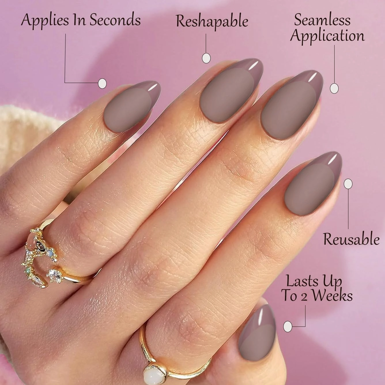 6 Pack Soft Gel Press On Nails Almond-Short Nails With Glossy French Tips In A Matte Finish,16 Sizes -192 Nail Kit with Glue