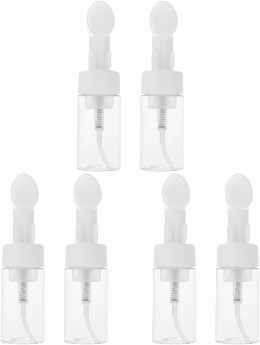 6 Pcs 100Ml Silicone Brush Head Foam Bottles, Refillable Plastic Dispenser for Shampoo, Hand Soap, Facial Cleanser, Travel Size Foaming Pump Containers