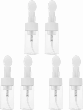 6 Pcs 100Ml Silicone Brush Head Foam Bottles, Refillable Plastic Dispenser for Shampoo, Hand Soap, Facial Cleanser, Travel Size Foaming Pump Containers