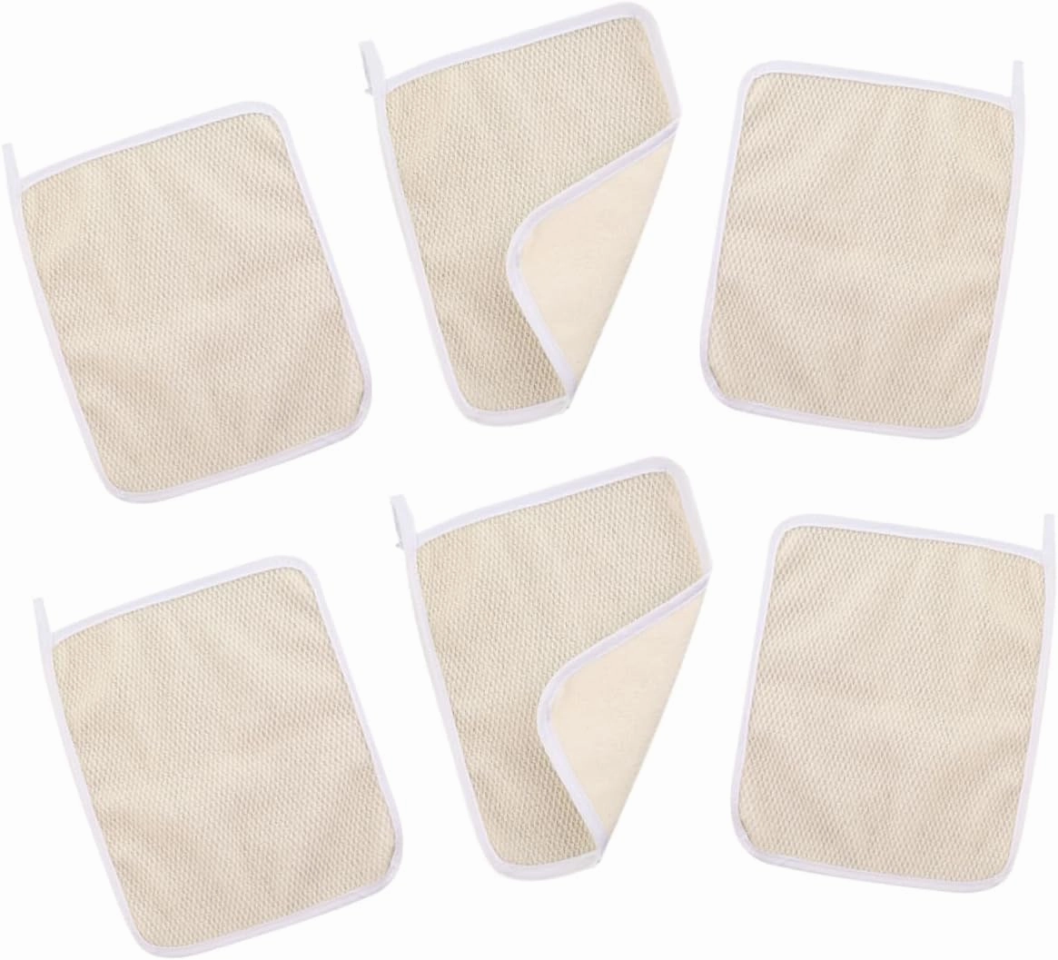 6pcs Exfoliating Wash Cloths Quick Dry Bath Towels for Daily Skin Care for Smooth Skin Convenient Home Use Beige