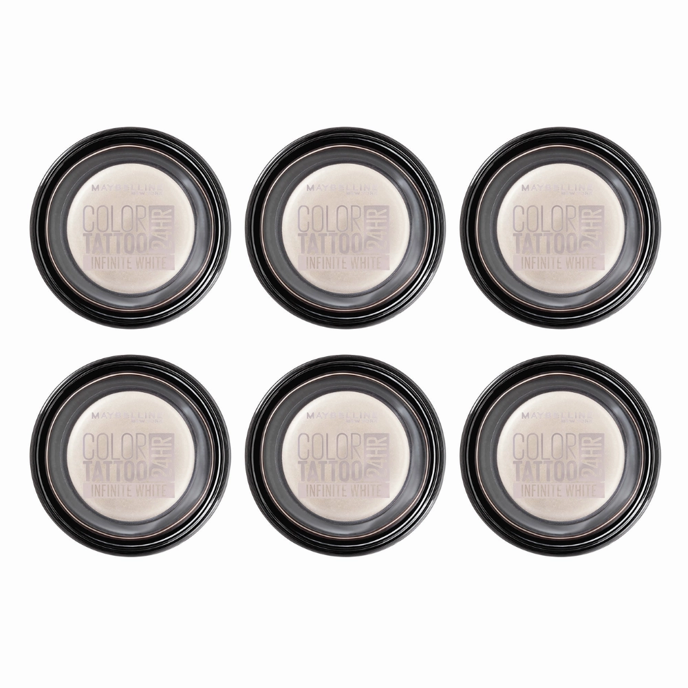 6x Maybelline Color Tattoo 24HR Eyeshadow 45 Infinite White