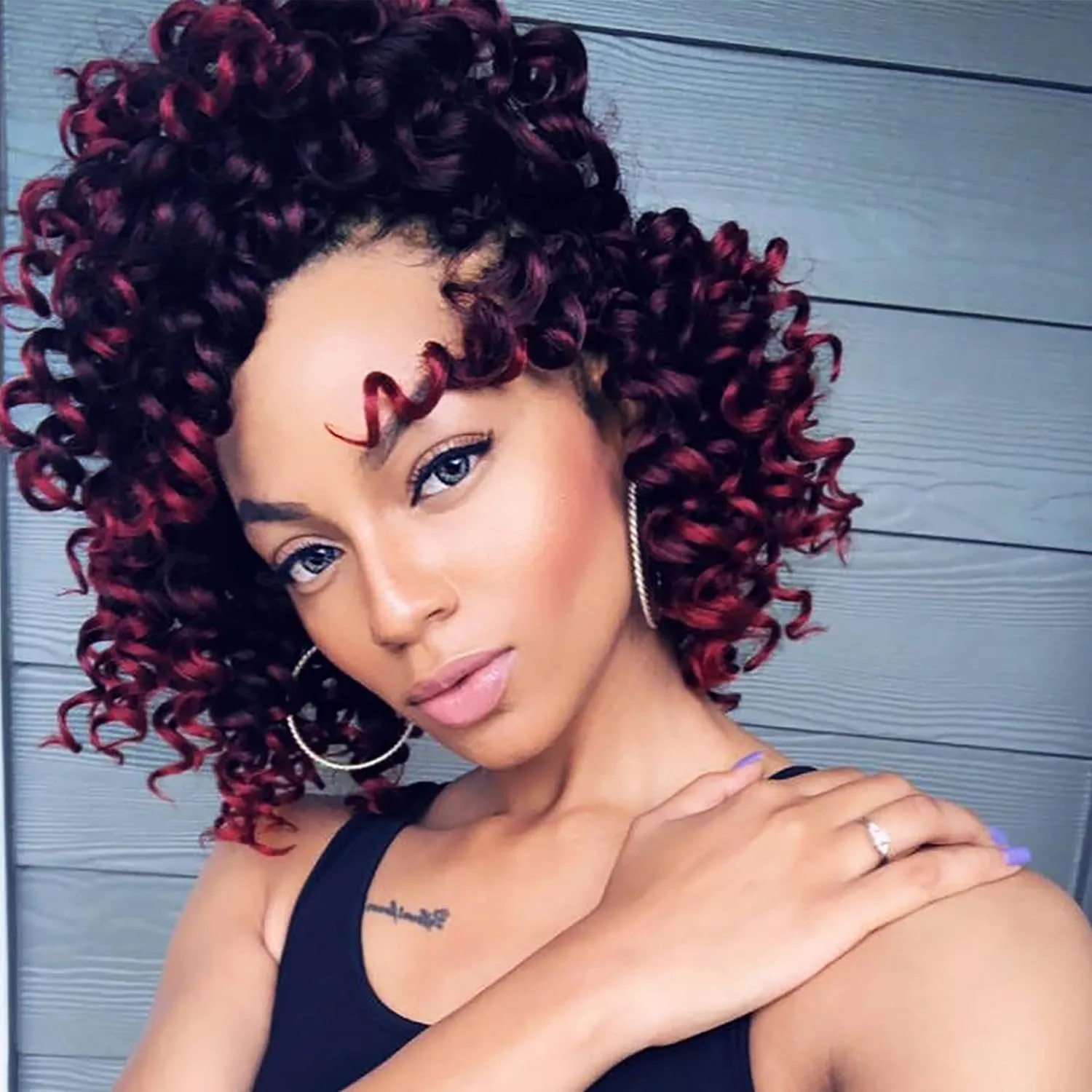 8 Packs Ocean Wave Crochet Hair Water Wave Crochet Braids for Women 8 Inch Short Curly Crochet Hair Beach Curl Deep Twist Crochet Braids Synthetic Braiding Hair Extensions (8 Inch, T1B/Bug#)