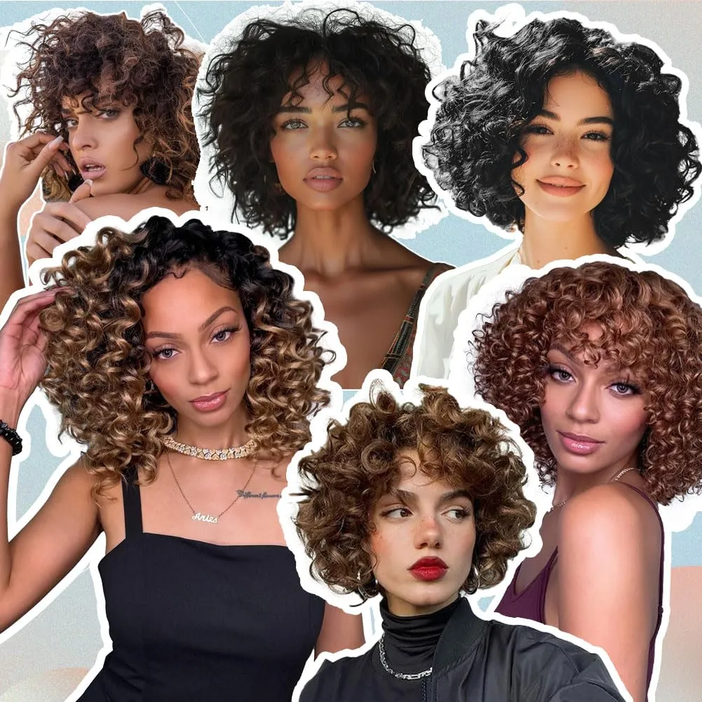 8 Packs Ocean Wave Crochet Hair Water Wave Crochet Braids for Women 8 Inch Short Curly Crochet Hair Beach Curl Deep Twist Crochet Braids Synthetic Braiding Hair Extensions (8 Inch, T1B/Bug#)